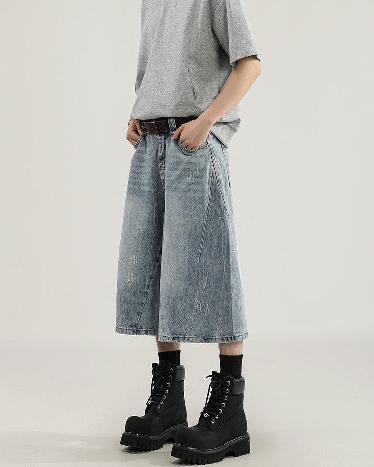 Soft Structure Denim Wide Shorts