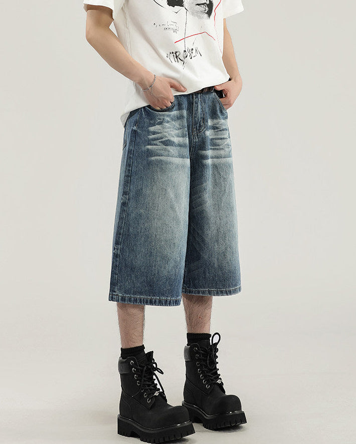 Relaxed Fit Cropped Denim Jeans