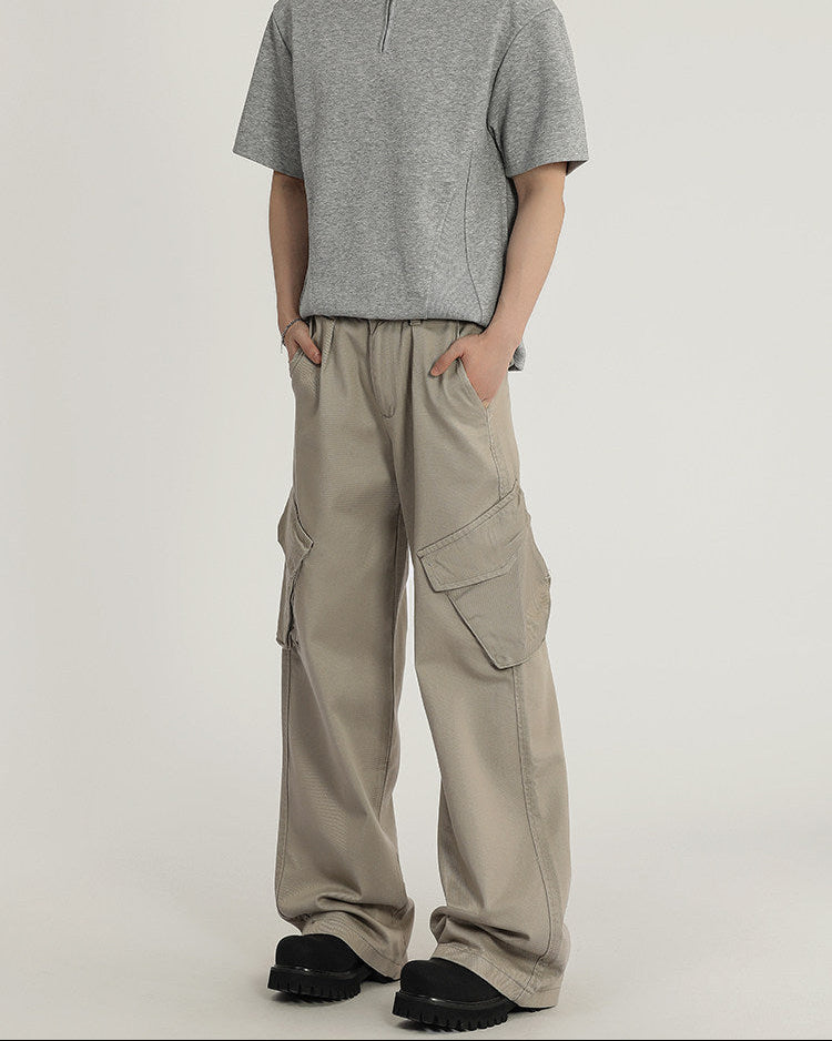 Structured Large-Pocket Cargo Jeans