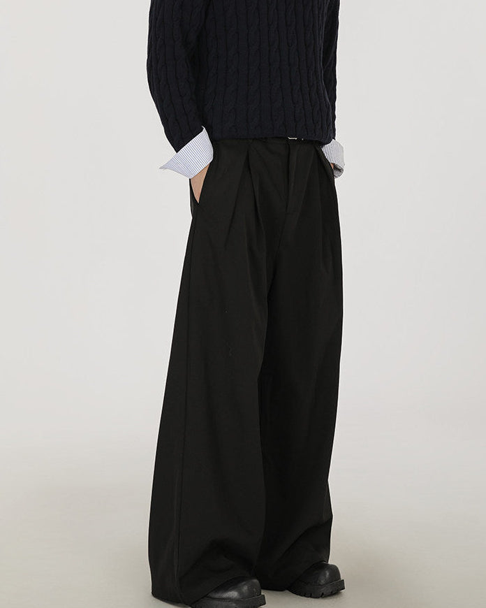 A-line Wool-Blend Wide-Leg Trousers