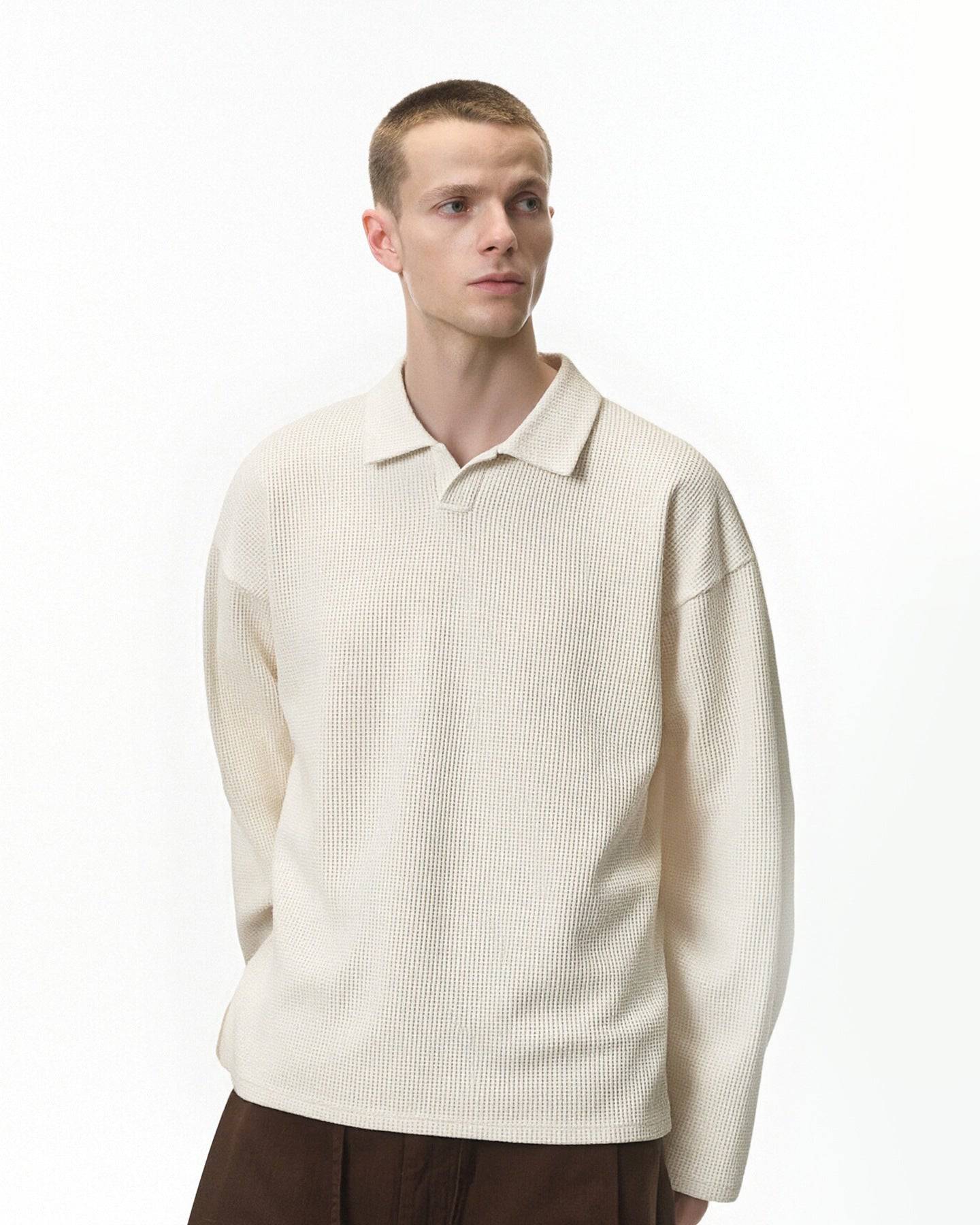 The Harbor Waffle Collar Long Sleeve