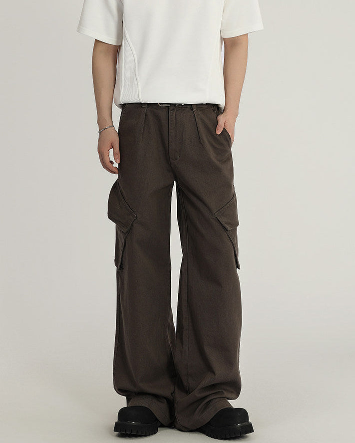 Structured Large-Pocket Cargo Jeans