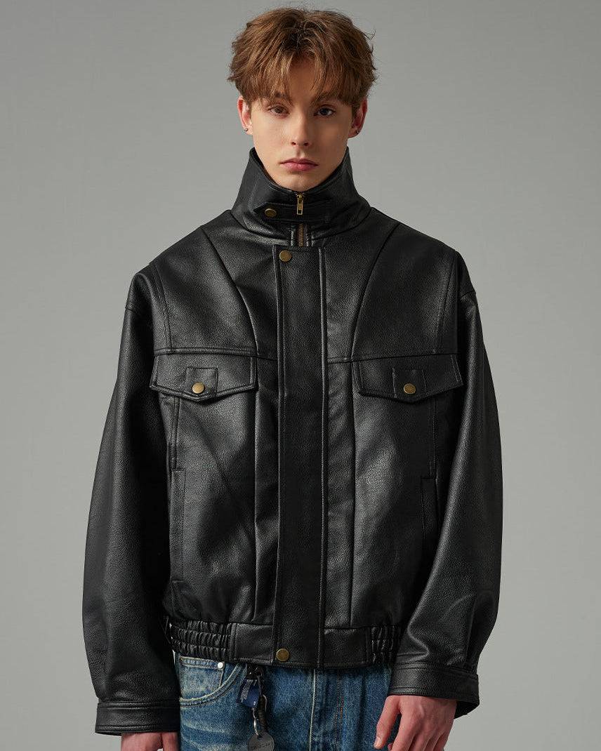 The Ravenwood Structured Leather Bomber Jacket