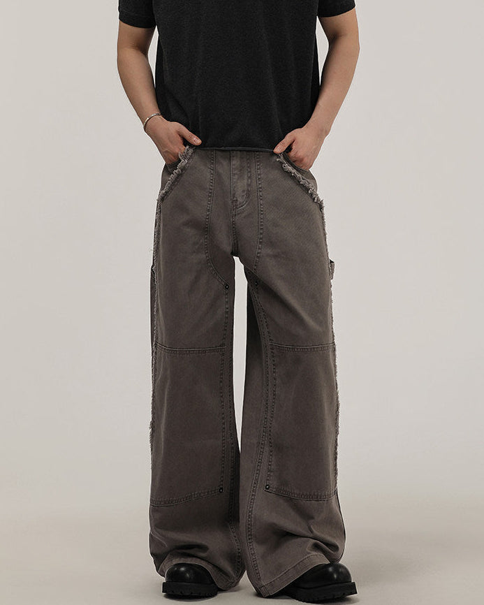 Panelled Wide-Leg Denim Jeans