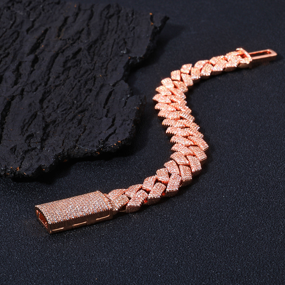 Signature Rose Pavé Cuban Link Bracelet
