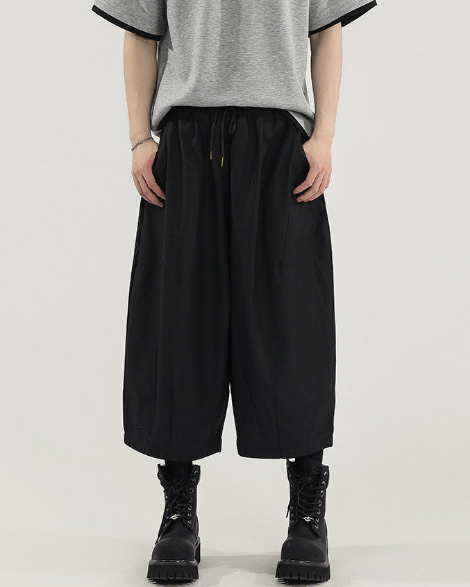 Solid Technical Wide Leg Trousers