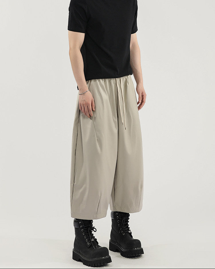 Solid Technical Wide Leg Trousers