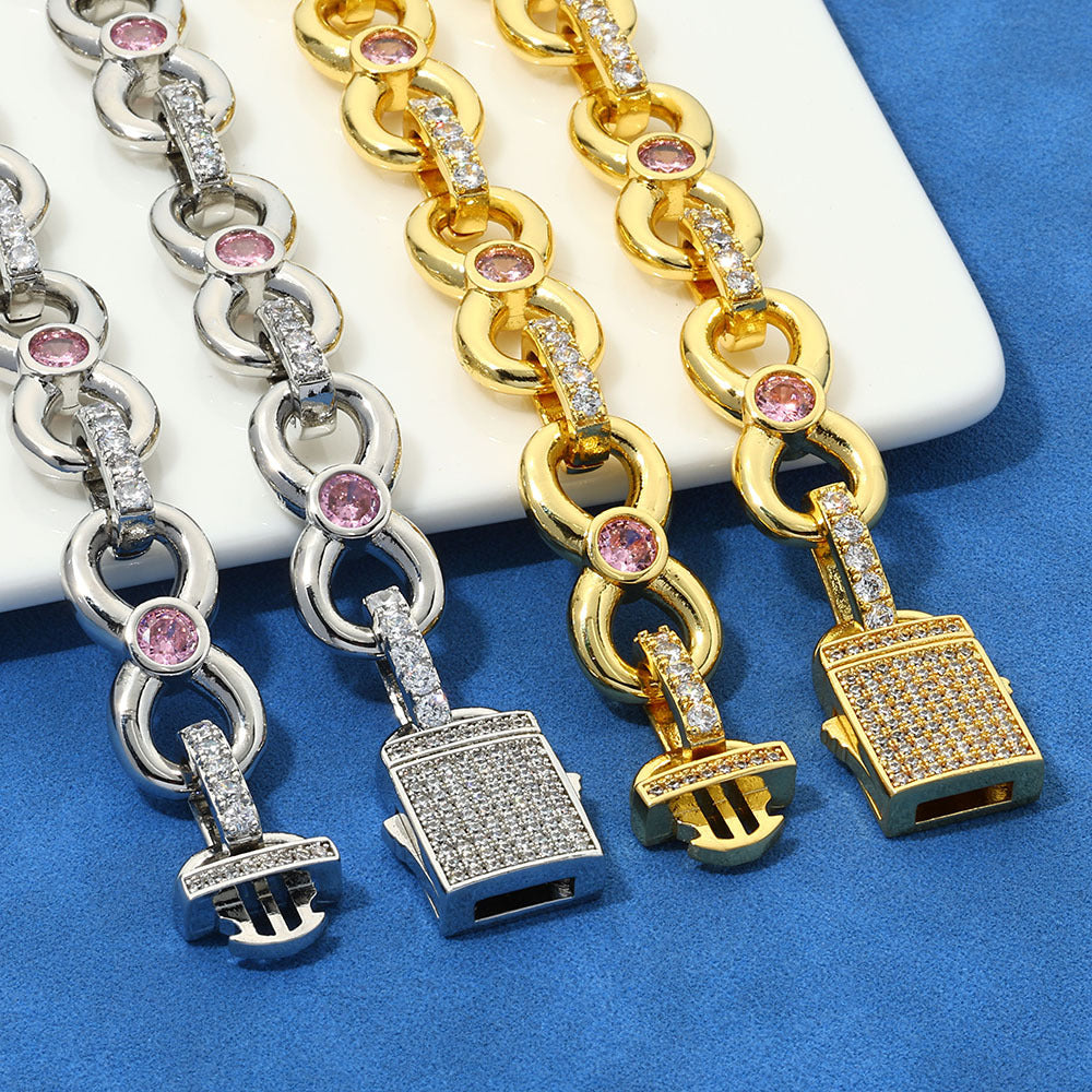 Luxe Pink Gemstone Cuban Link Necklace