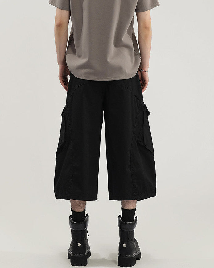 Solid Modern Cropped Wide Trousers
