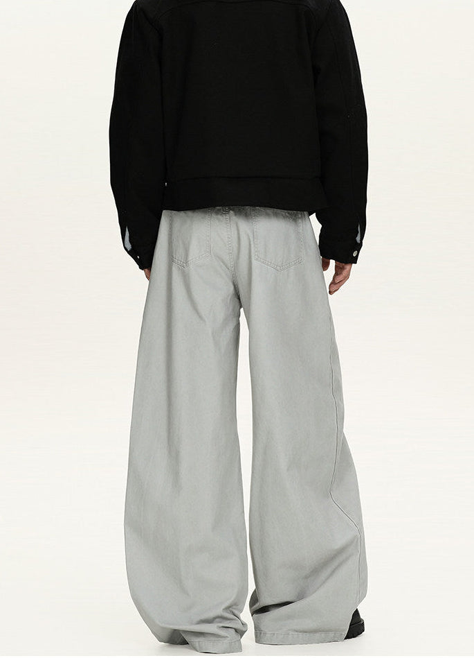 Wide Straight Hem Cotton Jeans