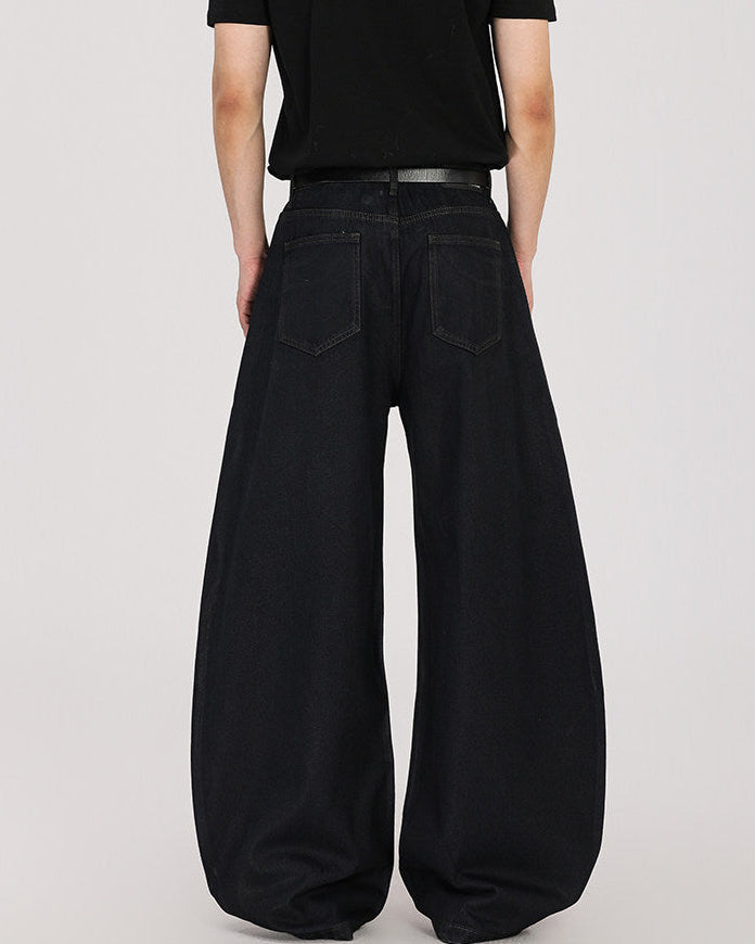 Black Denim Wide-Leg Jeans