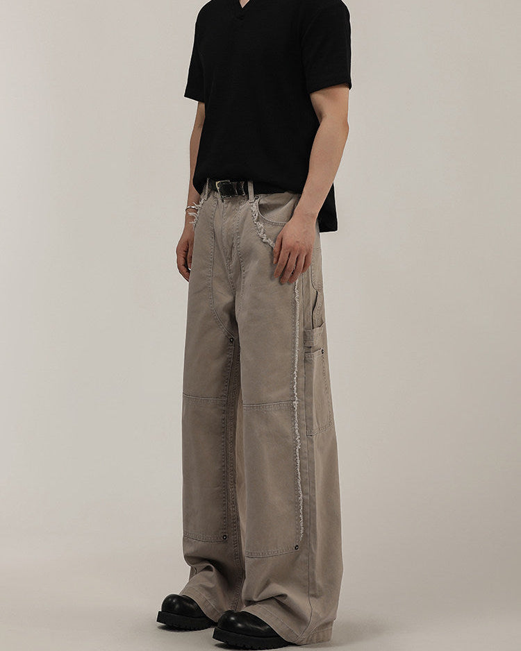 Panelled Wide-Leg Denim Jeans