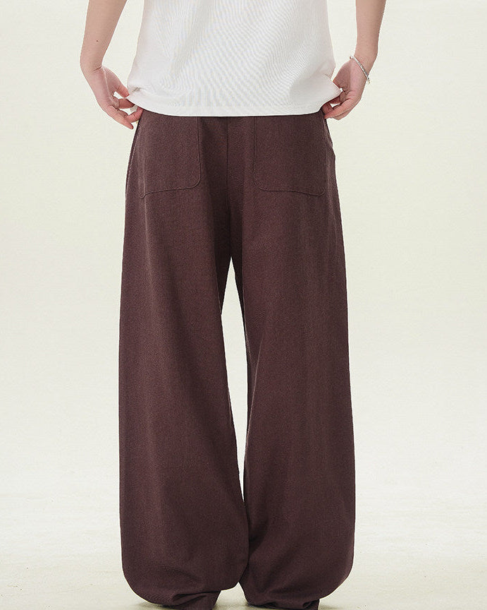 Textured Cotton Linen Wide-Leg Trousers