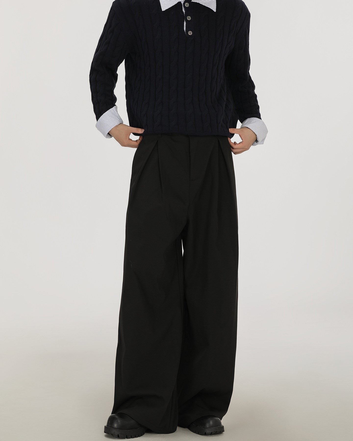 A-line Wool-Blend Wide-Leg Trousers