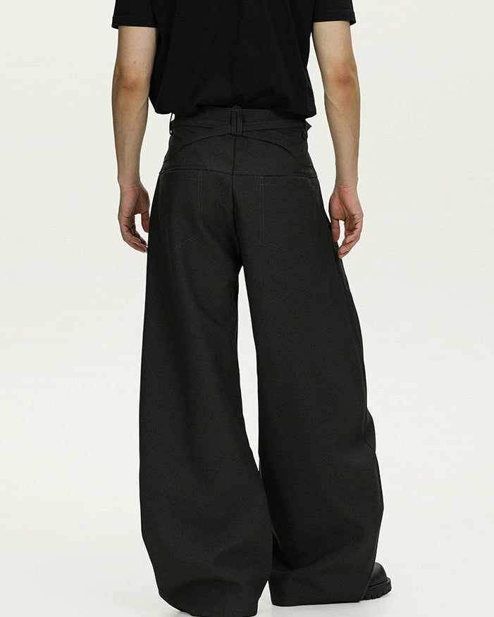 Casual Wool Wide-Leg Straight Trousers