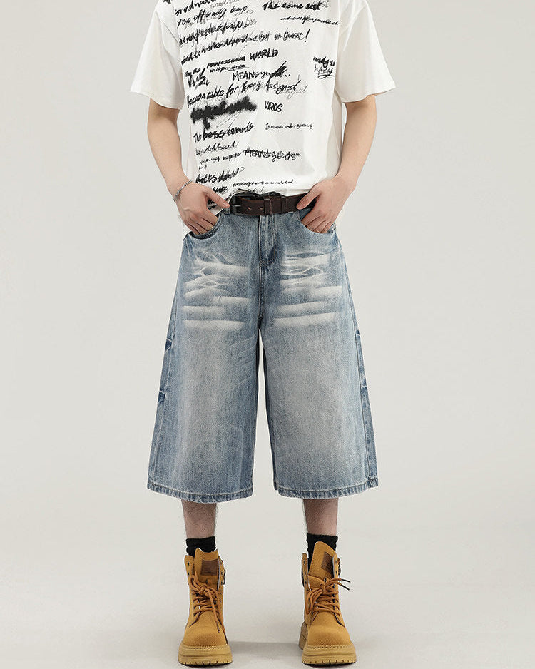 Relaxed Fit Cropped Denim Jeans