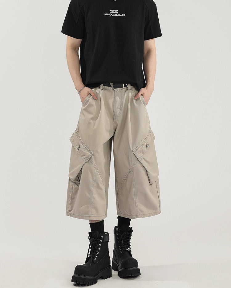 Solid Modern Cropped Wide Trousers