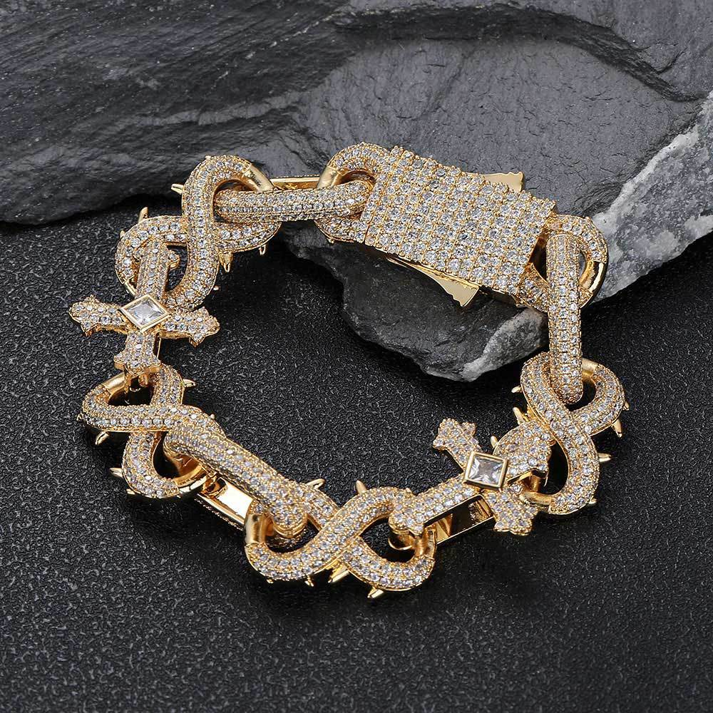 Iced Cross Lock Cuban Link Bracelet