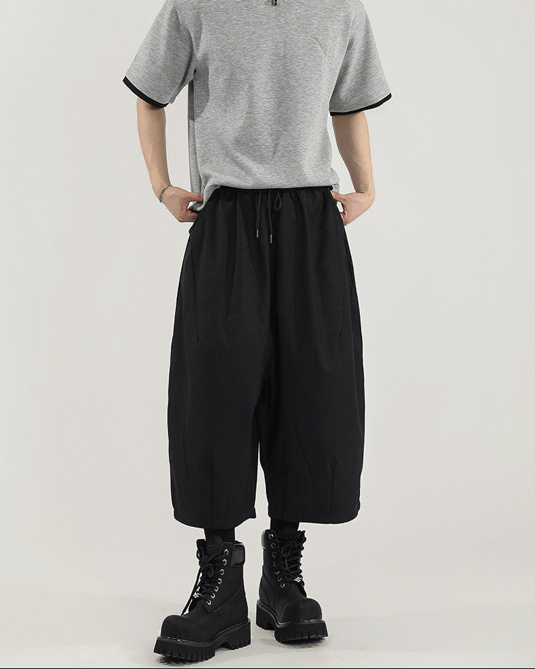 Solid Technical Wide Leg Trousers