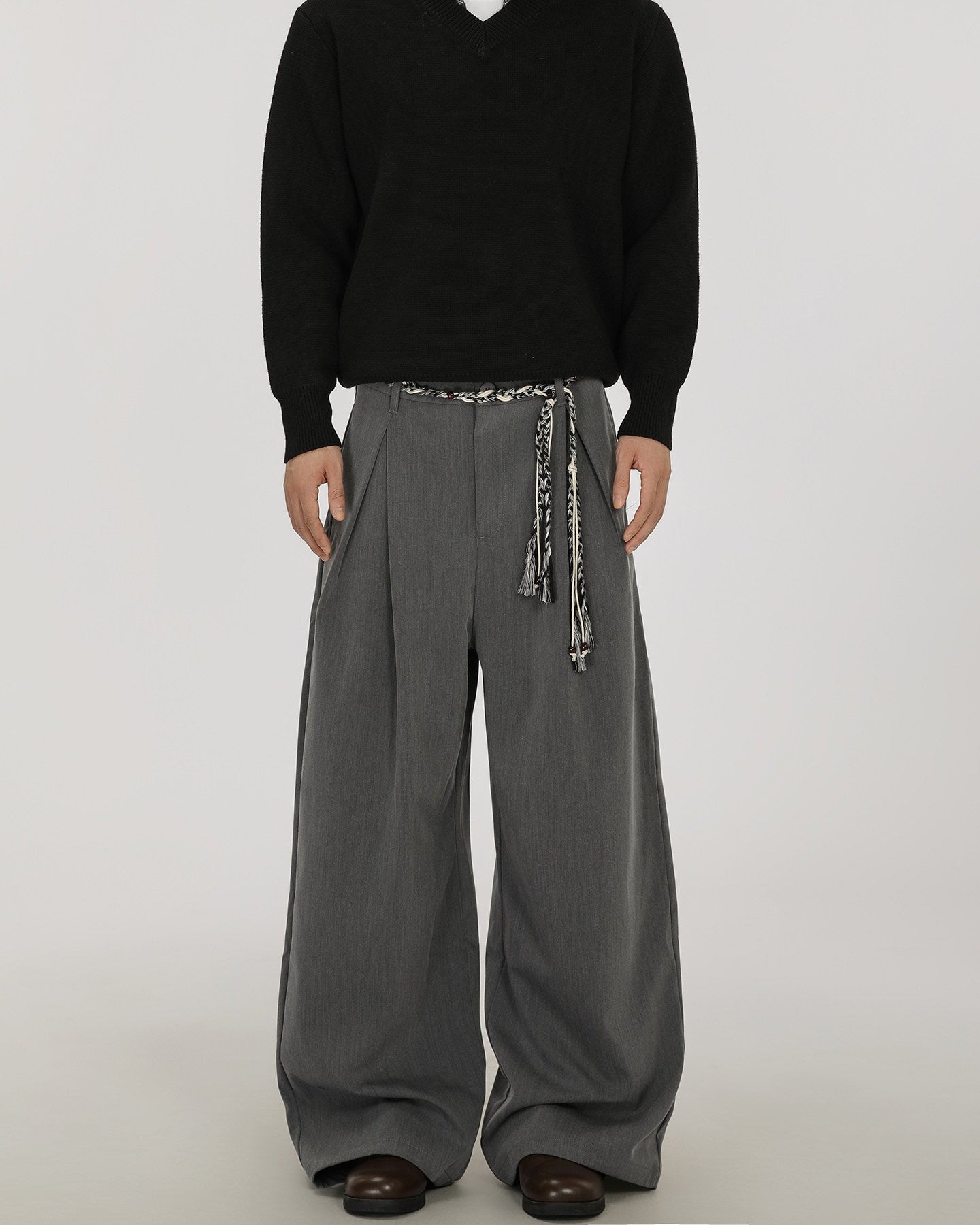 A-line Wool-Blend Wide-Leg Trousers