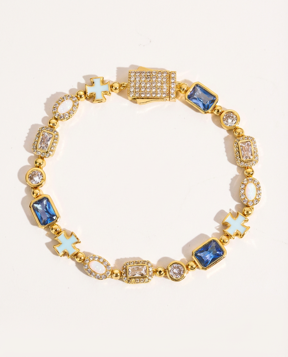 Blue Cross Gem Bracelet