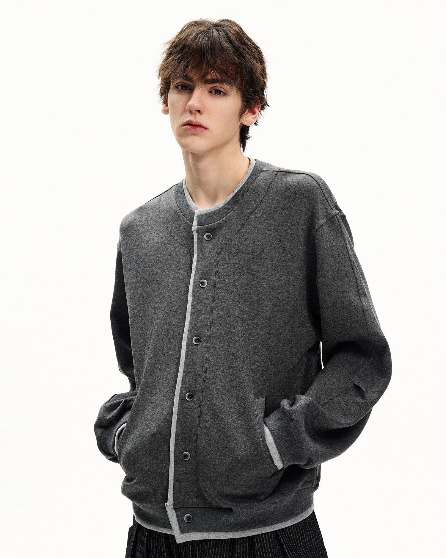 Interlock Button Front Sweater