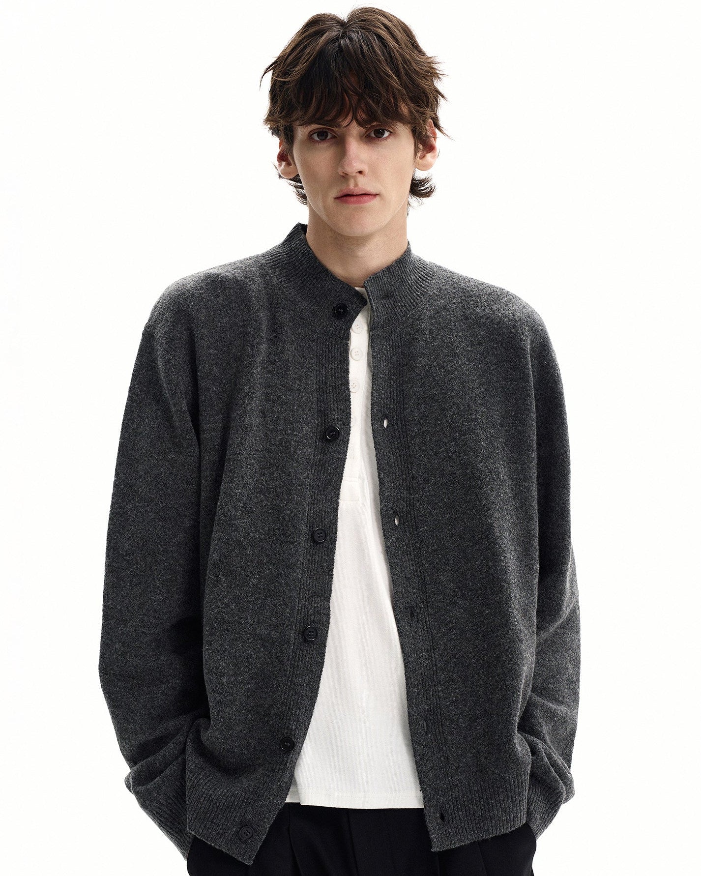 Merino Wool Solid Knit Cardigan