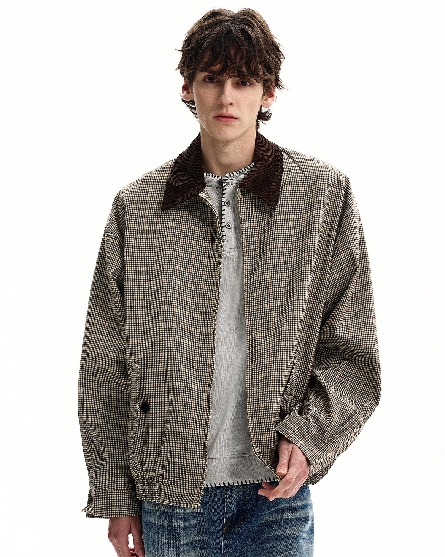 Plaid Zip-Up Jacket