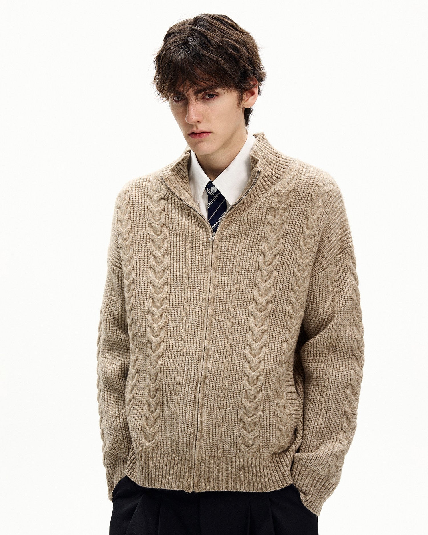 Cable Knit Quarter Zip Sweater