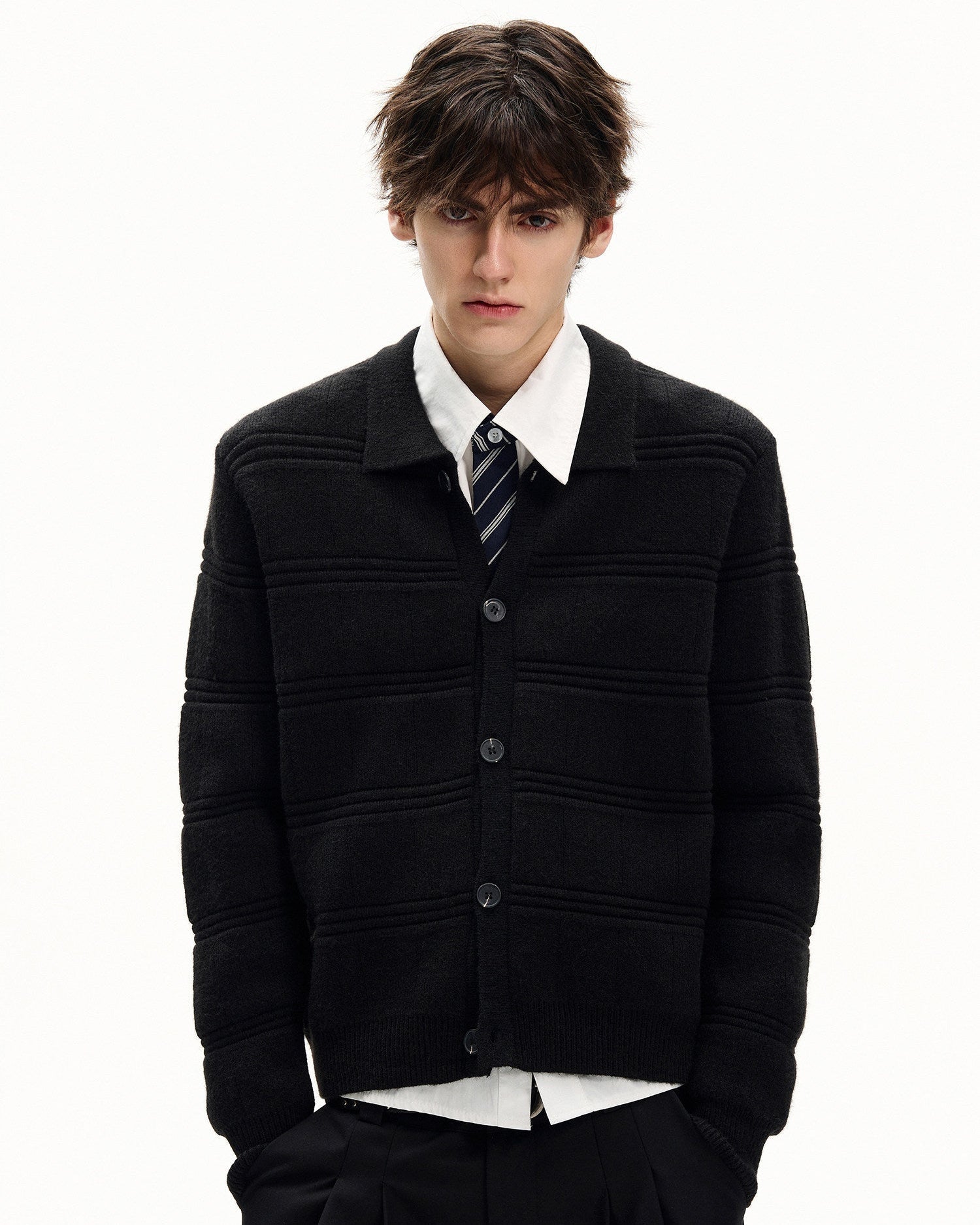 Quilted Wool Blend Cardigan Jacket