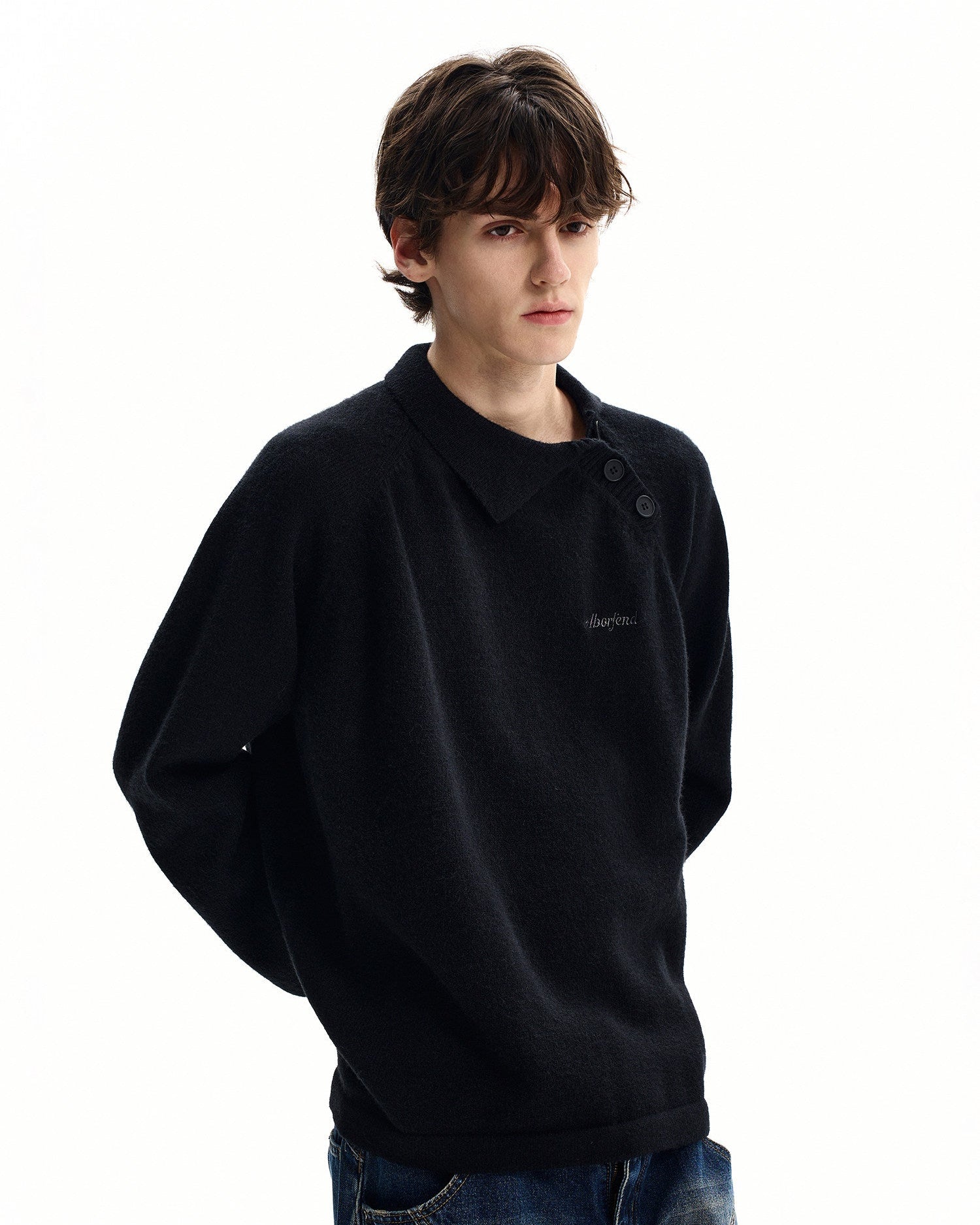 Knit Button Collar Sweater