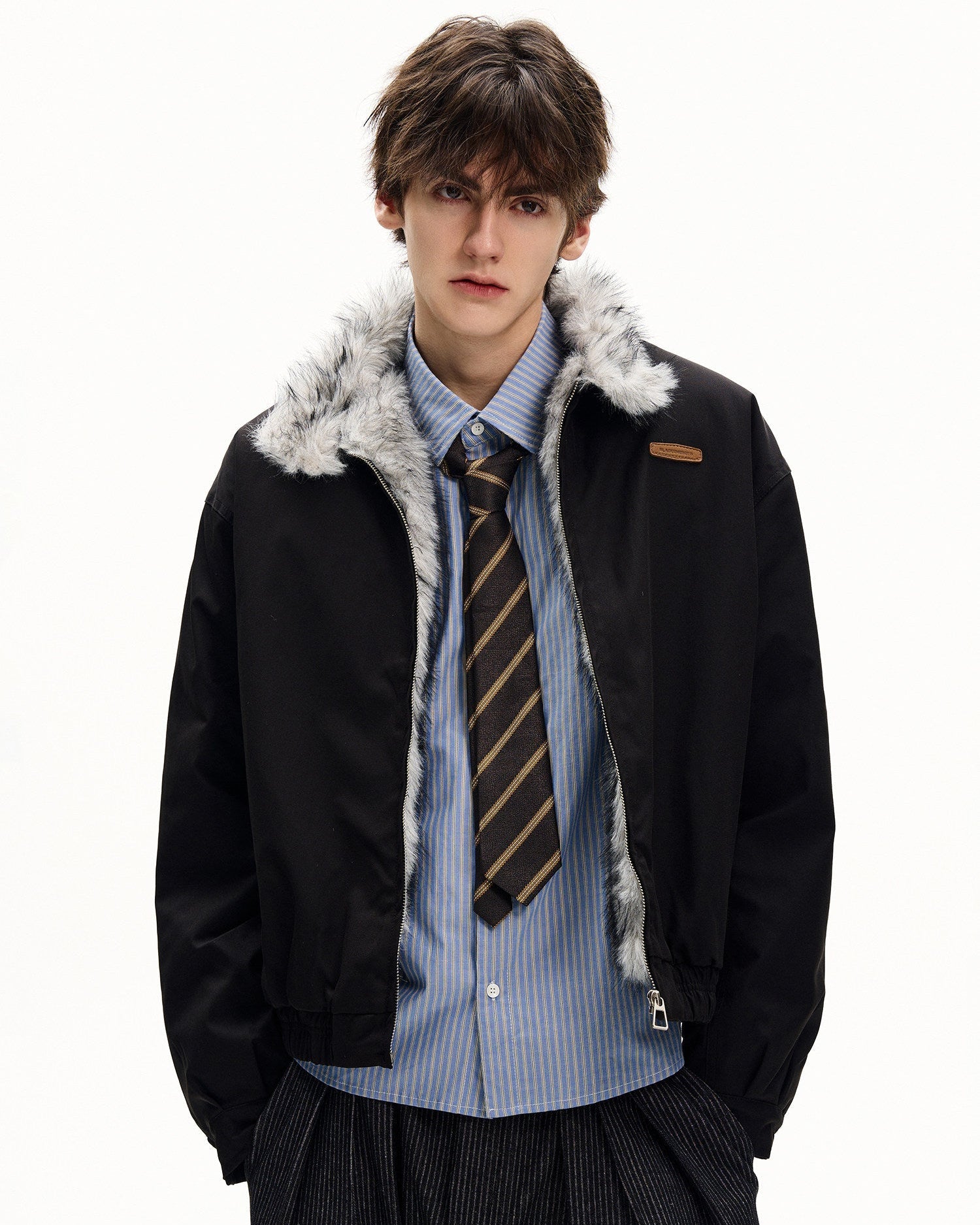 Faux Fur Lined Collar Jacket