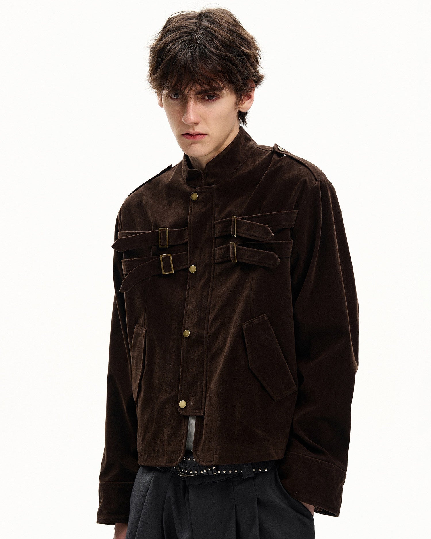 Buckle Detail Velvet Jacket