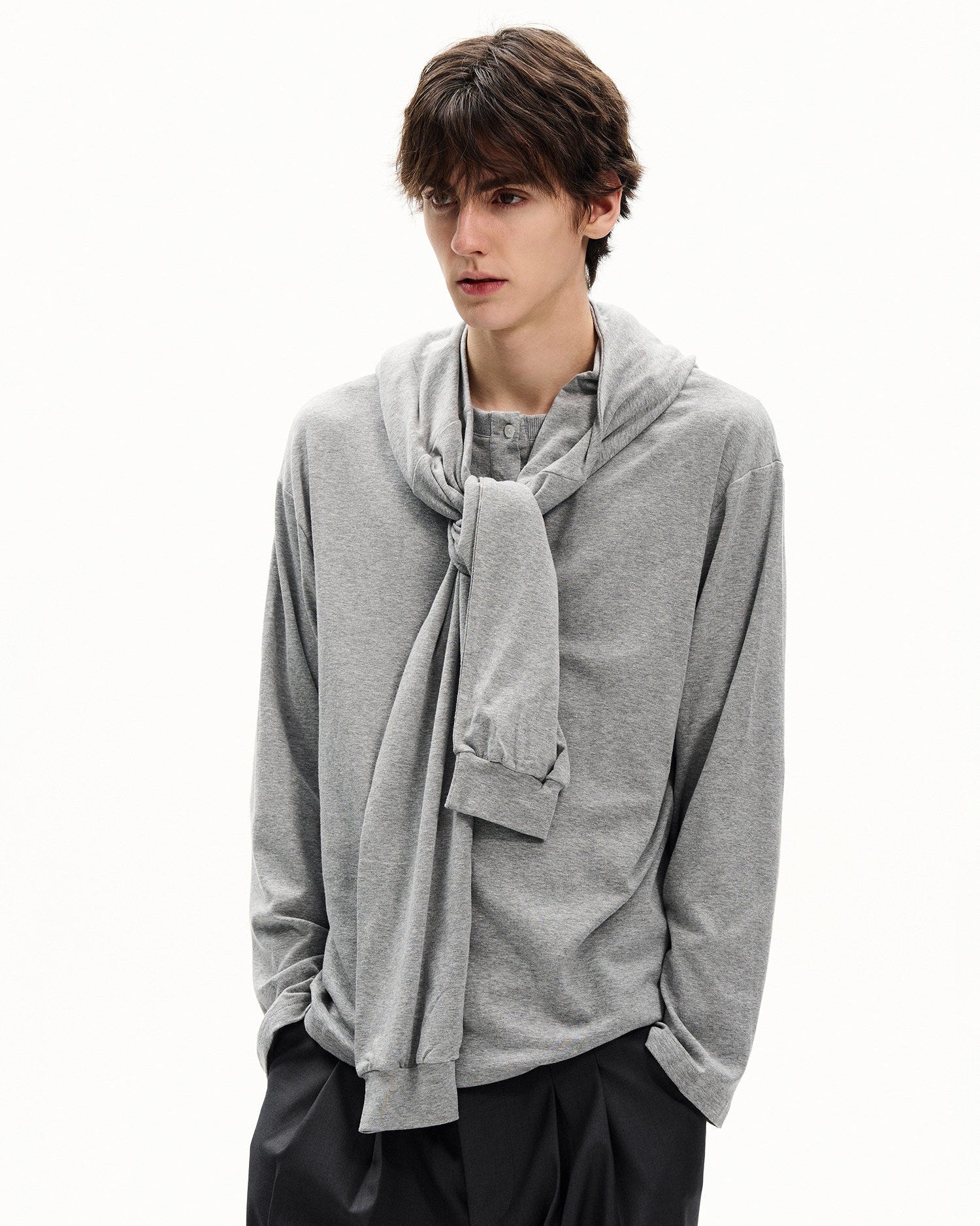 Draped Wrap Long Sleeve Top