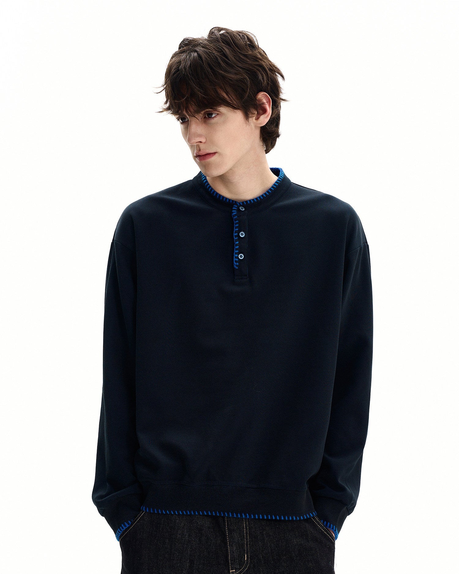 Casual Quilted Crewneck Sweater