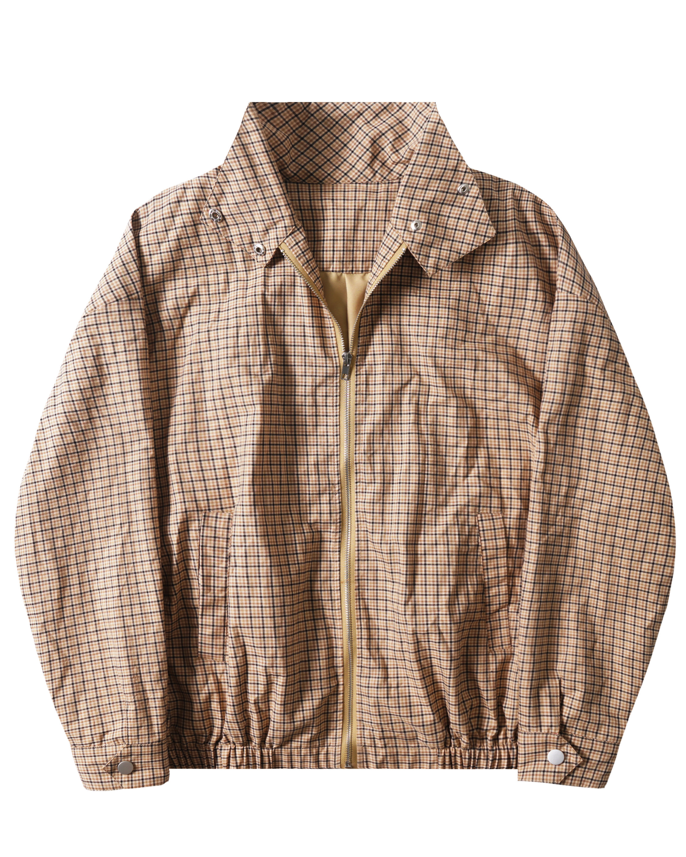 Cotton Checkered Zip Jacket