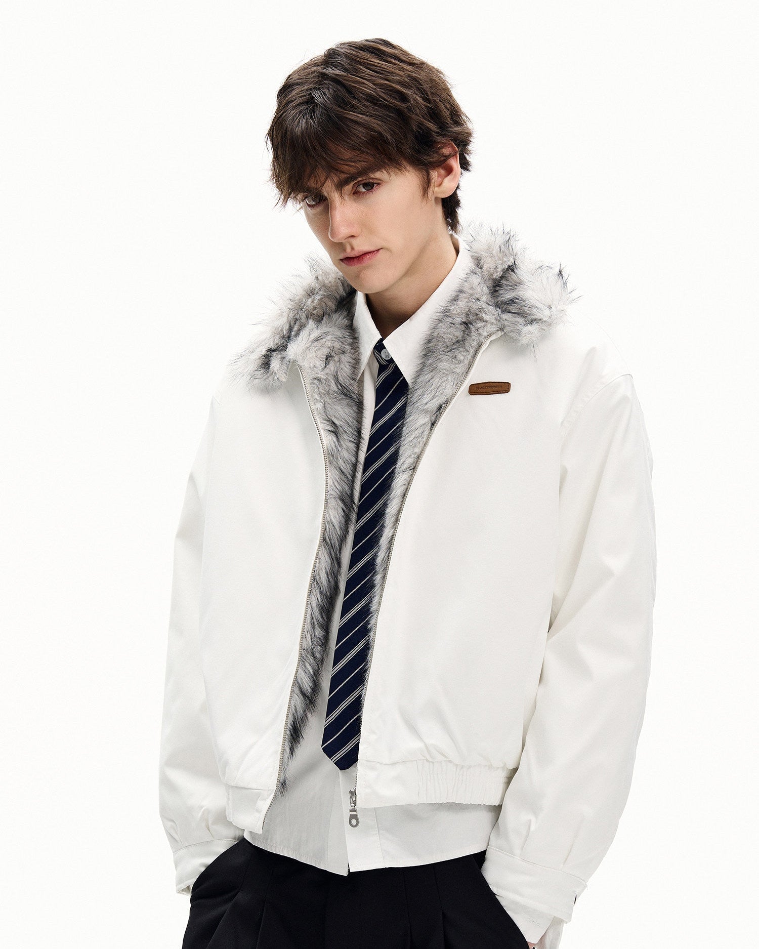 Faux Fur Lined Collar Jacket