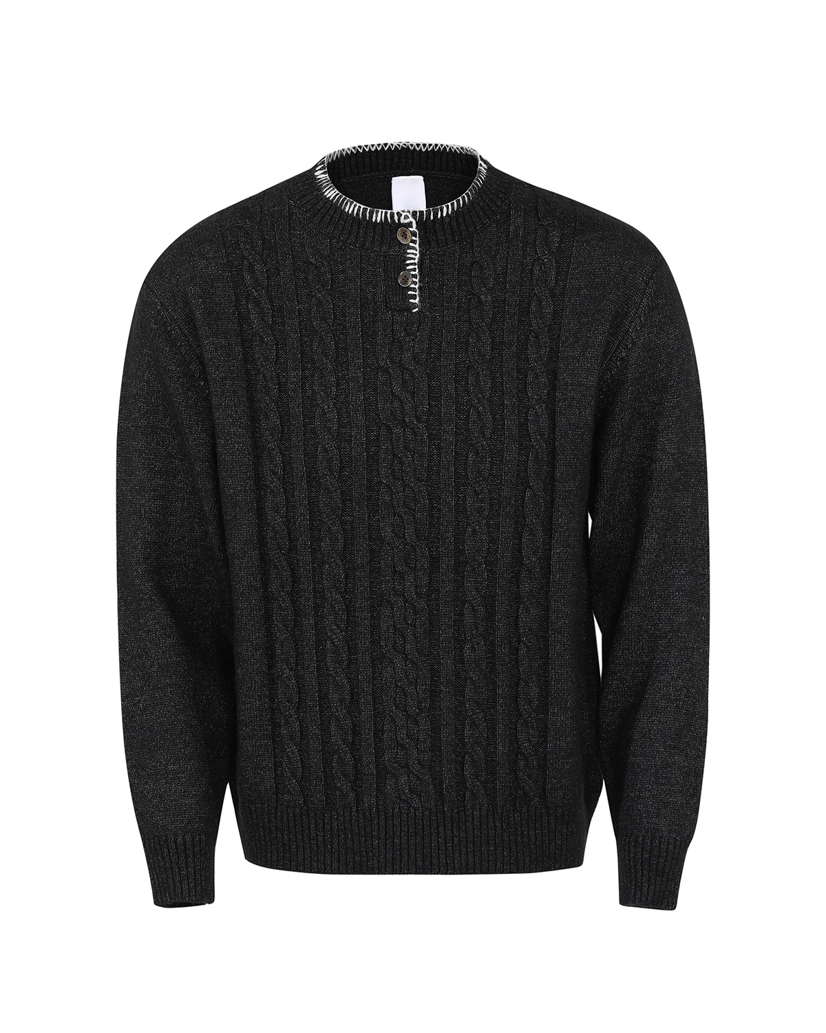 Cable Knit Wool Henley Sweater