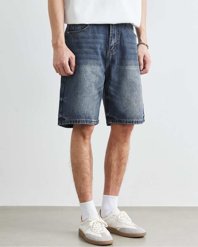 Navy Wash Denim Shorts