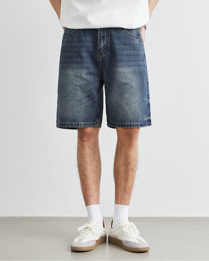 Navy Wash Denim Shorts