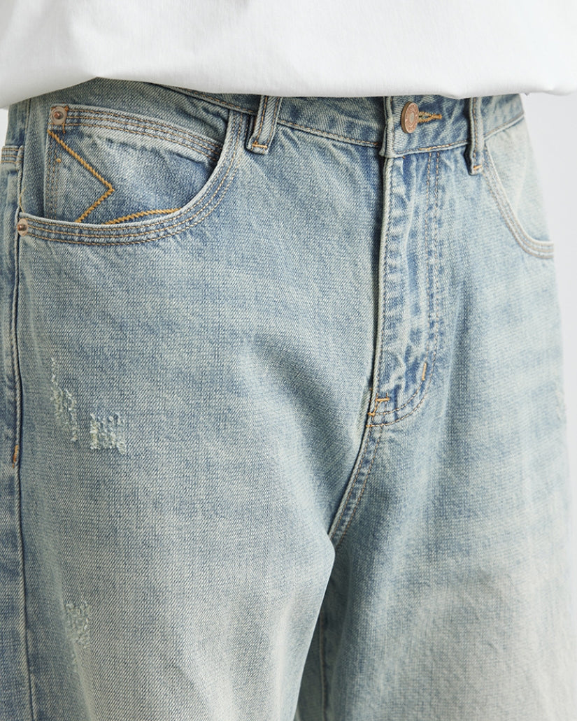 Relaxed Taper Vintage-Wash Jeans