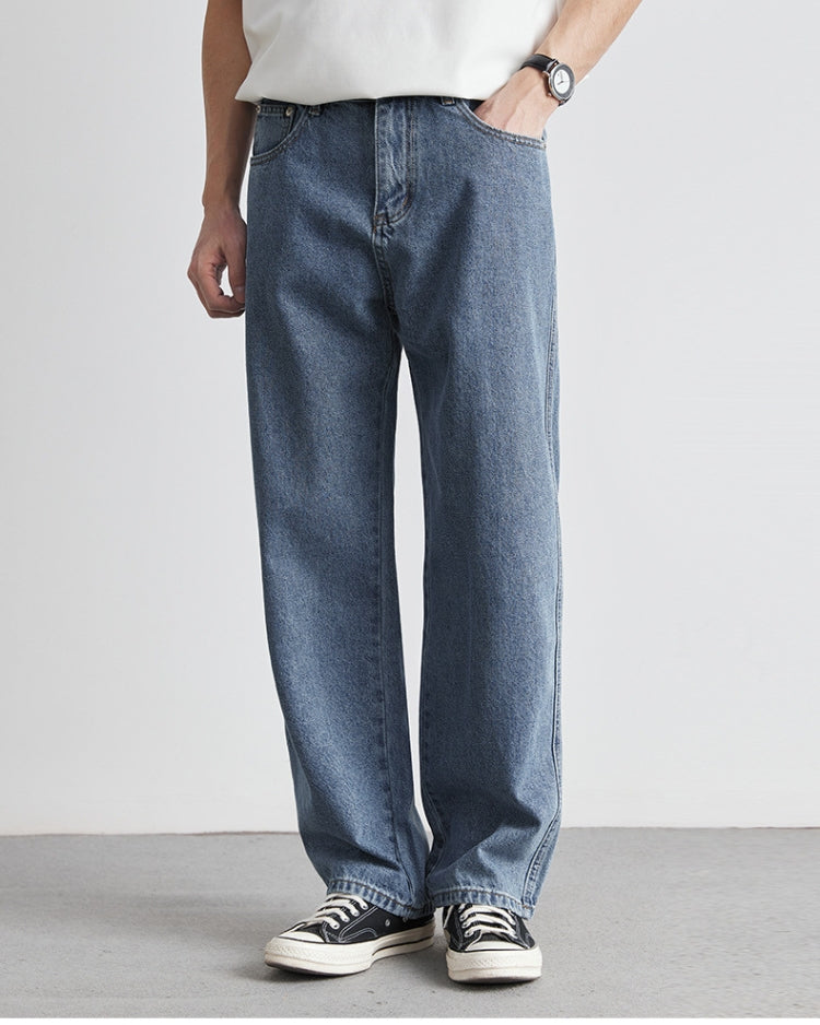 Washed Indigo Classic Straight Denim Jeans