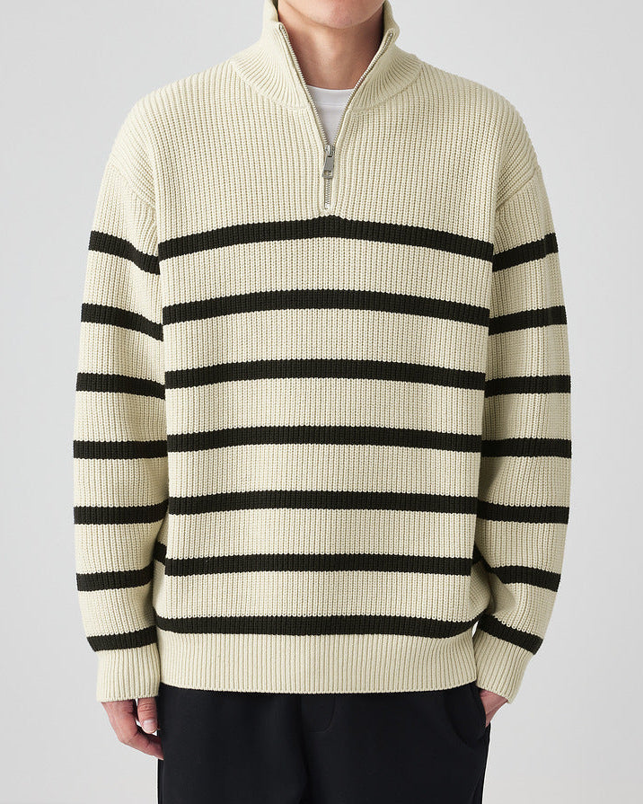 The Momeike Half-Zip Striped Knit Sweater