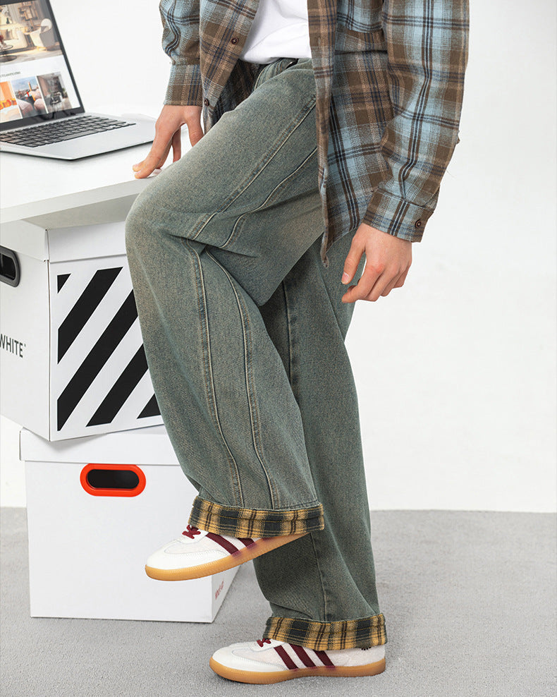 The Plaidline Washed Denim Jeans