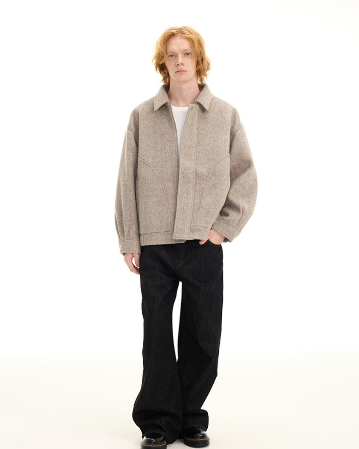 Textured Wool-Blend Short Jacket