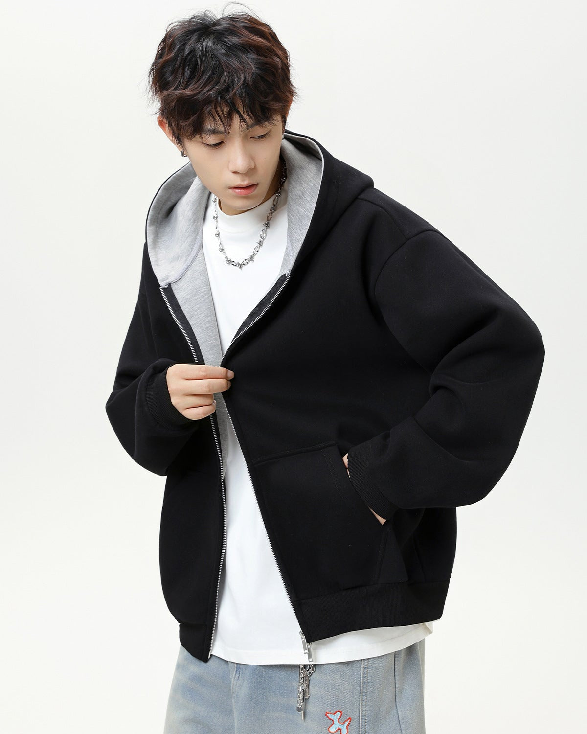 The Dualcore Contrast Zip Hooded Cardigan