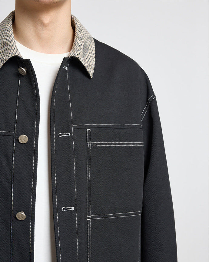 The Momeike Color-Block Patchwork Lapel Jacket