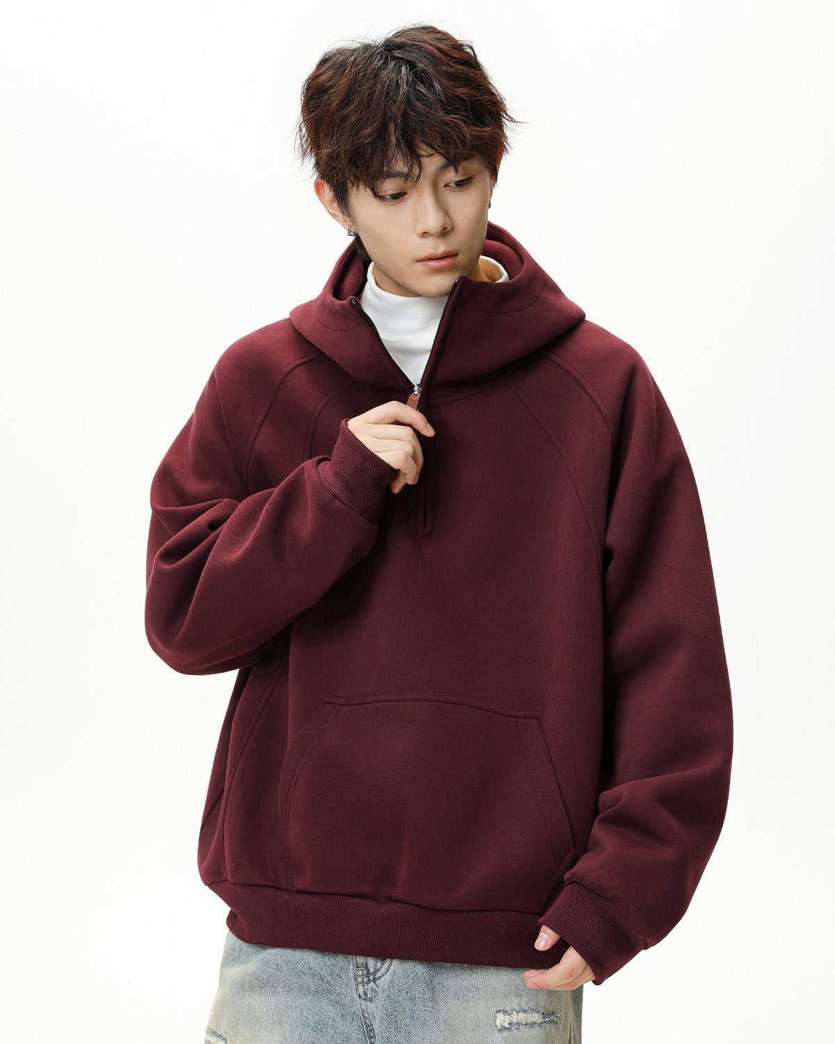 The Sculpted Split Semi-Zip Hoodie