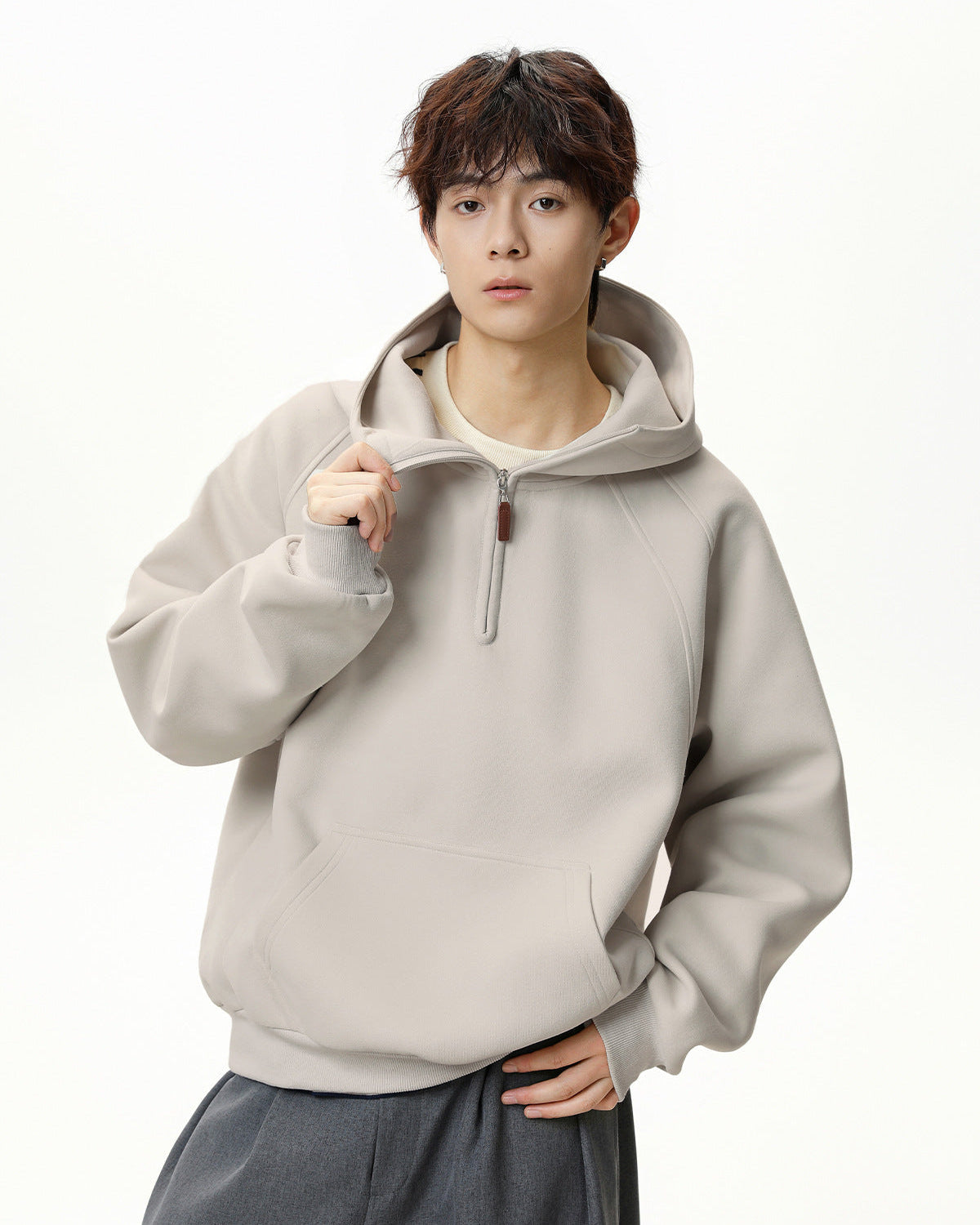 The Sculpted Split Semi-Zip Hoodie