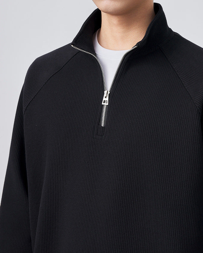 Vertical Texture Half-zip Sweatshirt